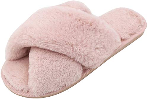 AONEGOLD Zapatillas de Estar por casa de Mujer Zapatos Warmer Peluche Chanclas Pantuflas Interior Cómodas Zapatos Slippers Otoño/Invierno(Rosa,40-41 EU)