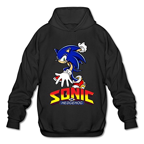 AOPO Sonic el Erizo Ley Hombres de Manga Larga para Sudadera con Capucha/Sudadera con Capucha, L, Negro