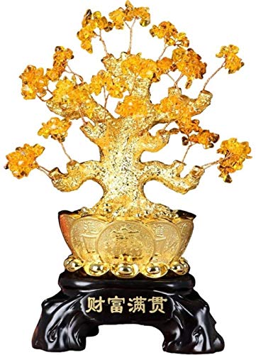 Árbol del dinero bonsai feng shui Crystal decoración del árbol de la fortuna afortunada del árbol del dinero de la sala Bonsai bar Living Room Dining Planta decoración de la tabla apertura tiendas de