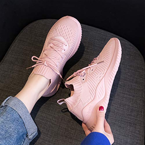 ASMCY Mujeres Al Aire Libre Moda Zapatos para Correr Casual Zapatillas de Deporte, Ligero Respirable Zapatillas para Al Aire Libre Caminando Trotar y Gimnasio Fitness Atlético,Rosado,EU36