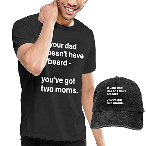 AYYUCY Camisetas y Tops Hombre Polos y Camisas, IF Your Dad Doesn'T Have A Beard Then You Have Two Moms Fashion Men's T-Shirt and Hats Youth & Adult T-Shirts