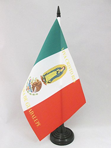 AZ FLAG Bandera de Mesa de MÉXICO Cristo Rey 21x14cm - BANDERINA de DESPACHO DE LOS CRISTEROS 14 x 21 cm
