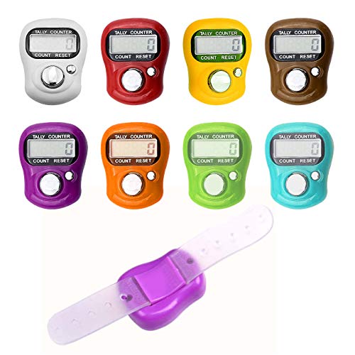 BaiJ Contador Manual,8 PCS Contadores de Dedos Digital Counter Lap LCD Electronic Contadores de Vueltas Plástica Contador de Personas Número de Clicker