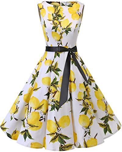 Bbonlinedress 50s Vestidos Vintage Retro Rockabilly Clásico Lemon XS