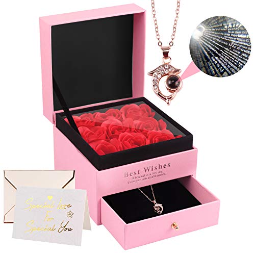 Becoyou Rosa Eterna, Rosa Preservada Regalos Originales para Mujer San Valentin Regalos Mujer Originales Regalo para Novia Regalo Cumpleaños Mujer Regalo Aniversario Pareja