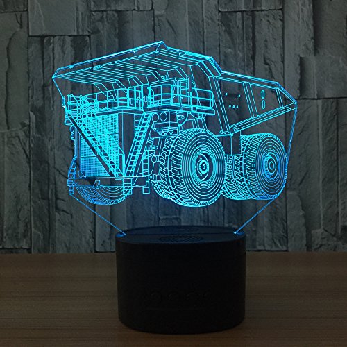 Benbroo - Lámpara de control remoto 3D Visual Led Luz nocturna 7 colores grande rechinar camión volquete en tablero de acrílico USB Escritorio fuente de alimentación nocturna Micro USB/3 pilas AAA …