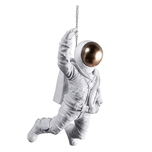 BENGKUI Escultura,Estatuilla De Astronauta Nórdico, Serie Espacial, Estatua Creativa, Accesorios De Artesanía De Resina, Dormitorio, Decoración Colgante para El Hogar, Regalo De Cumpleaños, Blanco