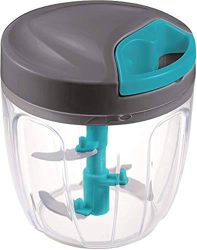 BERELA - Picadora y Batidora Manual Xtrem MAX-5 con Doble Giro de Cuchillas, Picadora Manual de Verduras y Alimentos 900ml Cortador de verdura con 5 Cuchillas de Acero Inoxidable Base Antideslizante.