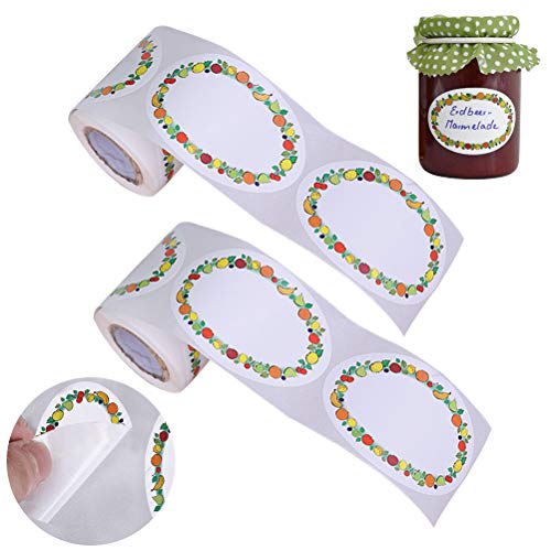 BETOY 400 Piezas Mermelada de Pegatinas autoadhesivas, Etiquetas Autoadhesivas diseño Fruits Pegatinas Self-adhesive labels para tarros de Mermelada,etiquetas para el hogar,etiquetas para congeladores