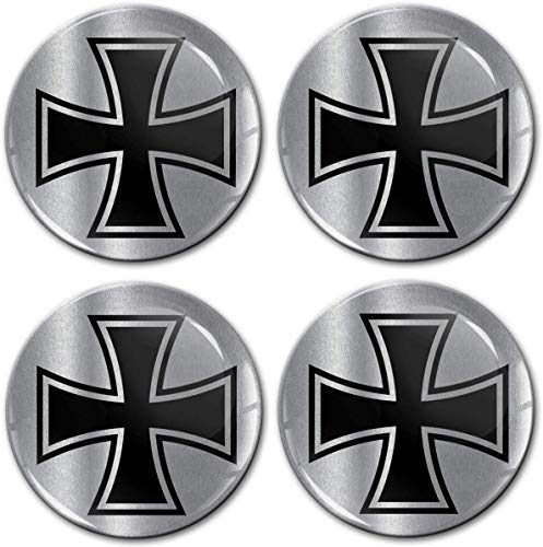 Biomar Labs® 4 x 68mm Adhesivo Pegatinas Cruz de Hierro/Iron Cross para Tapas de Rueda de Centro Tapacubos para Coche A 8668