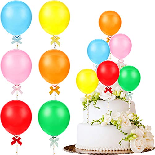 Blulu Juego de 12 Paquetes Topper de Pastel de Mini Globos Decoración de Tarta de Globos Topper Selección de Globos Látex para Fiesta de Aniversario Baby Shower Cumpleaños