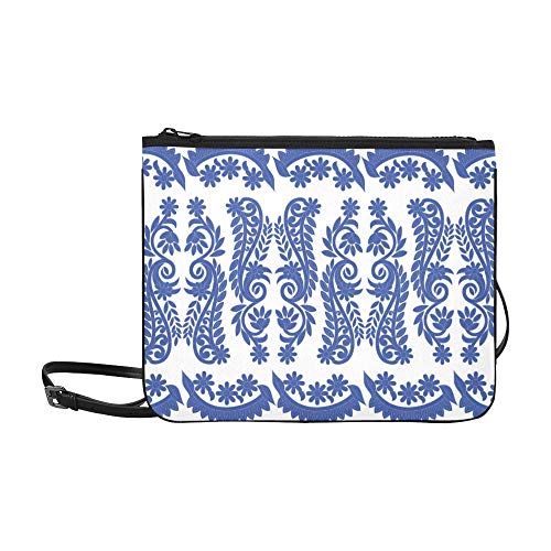 Bolsos de embrague divertidos Azul Blanco Cerámica antigua Correa de hombro ajustable Bolso de viaje de hombro para mujeres Niñas Damas Bebé Bolsos de moda Bolso cruzado divertido