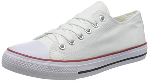 BRANDELIA Canvas de Lona Estilo Casual y Deportivo Zapatillas Unisex, Blanco, 38 EU