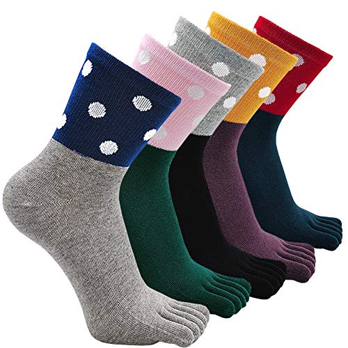 Calcetines para mujer con cinco dedos de algodón, calcetines tobilleros con dedos de los pies, calcetines deportivos de 4 a 5 pares Puntos 36/40 EU