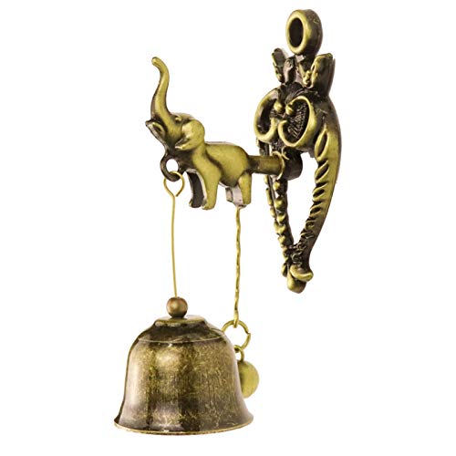 Campana para Puerta de Entrada Campanas de Cena de Aspecto Rico con Un Sonido Nítido, Campanas de Bronce de Elefante Afortunado Adornadas Decor del Hogar Campanas Colgantes para Puerta Interior Exteri