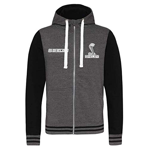 Carroll Shelby - Chaqueta con Capucha y Cremallera Oficial de la Varsity - Gris - Small