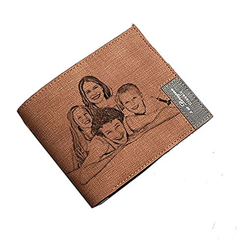 Cartera Personalizada de Cuero de la Cartera de la Foto del Mens - Un Regalo Personalizado cumpleaños/de la Navidad/del día de Padres para los Hombres y el papá