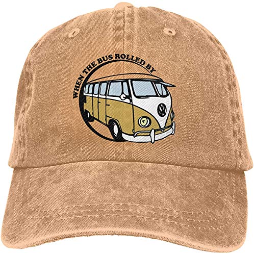 chengzi Gorra de béisbol de algodón Lavado teñido de autobús Naranja Retro Unisex