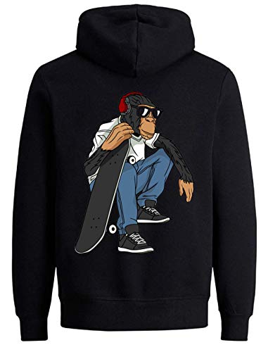 Chimpanzee Urban Skater Escucha Música Unisex Full Zip Sudadera con capucha