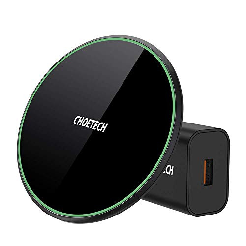 CHOETECH 15W Cargador Inalámbrico Rápido, Qi Wireless Charger con QC 3.0 Adapter, 7.5W para iPhone 12/12Pro/SE 2/11/11 Pro/XS/XR/X/8, 10W para Galaxy S20/S10/S9/S8/Note20/Note10/9, 15W para LG Sony