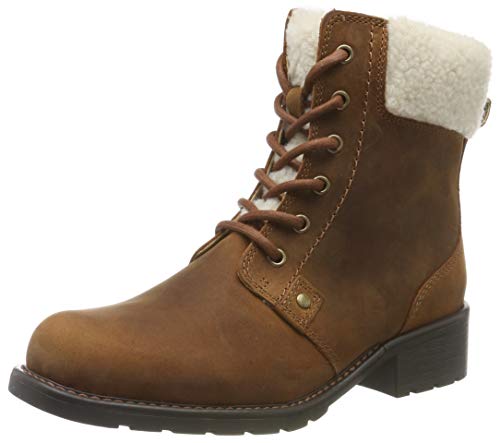 Clarks Orinoco Dusk, Botas Estilo Motero Mujer, Marrón (Tan Leather Tan Leather), 41.5 EU