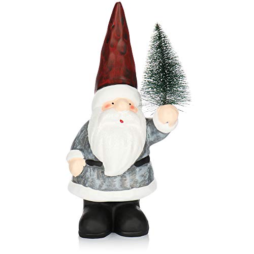 com-four® Figura de Papá Noel de cerámica - Papá Noel Decorativo para pararse con un árbol de Navidad - 24 cm (Papá Noel con Abeto)