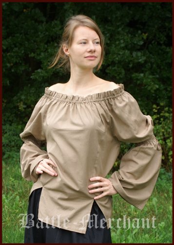 De larga duración Medieval de la camiseta de manga larga, de colour marrón - de la Edad Media blusa de - de la Edad Media - juegos de rol - Carmen, large/extra-large