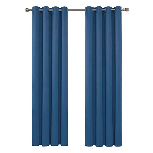 Deconovo Cortinas Dormitorio Moderno Suave Cortina Opaca para Ventanas de Habitación Juvenil 2 Piezas 140 x 245 cm Azul