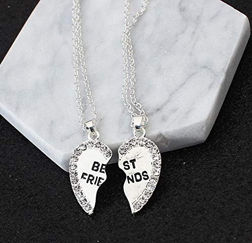 Depruies Mourning Gift 2 Piezas de Buenos Amigos Amor inglés Colgante Colgante Collar Dos Mejores Amigos Collar Limpiar energía. (Color : Silver)