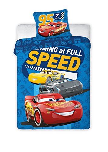 Disney  Juego de cama infantil III 2 piezas 100% algodón 40 x 60 + 100 x 135 cm con cremallera Cars Speed Talla:tamaño: 100 x 135 cm + 40 x 60 cm