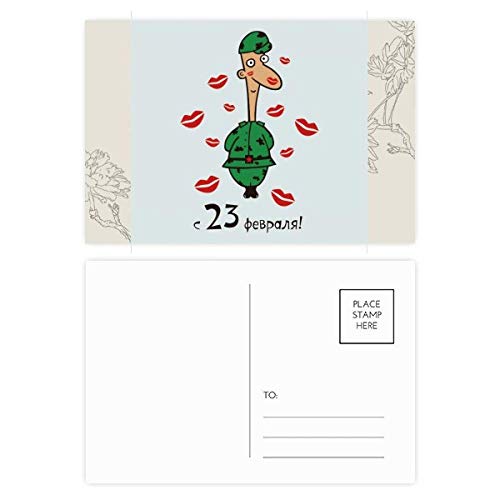 DIYthinker Rusia beso tarjeta Gracias postal de la flor masculina Soldado Patten Conjunto de correo lateral 20Pcs 5,7 pulgadas x 3,8 pulgadas Multicolor