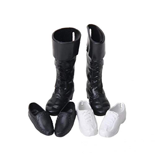 Dollhouse Zapatos En Miniatura Zapatos Muñeca Mini Prince Lindos para 3pairs Muñeca De Juguete Accesorios Decorar La Casa (Blanco Y Negro)