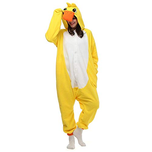 dressfan Unisex Animal Pijamas Adulto Niño Animal Cosplay Disfraz Animal Disfraz Adulto Niño Disfraz de Pato Amarillo Pijamas de Pato Amarillo Adulto Niño