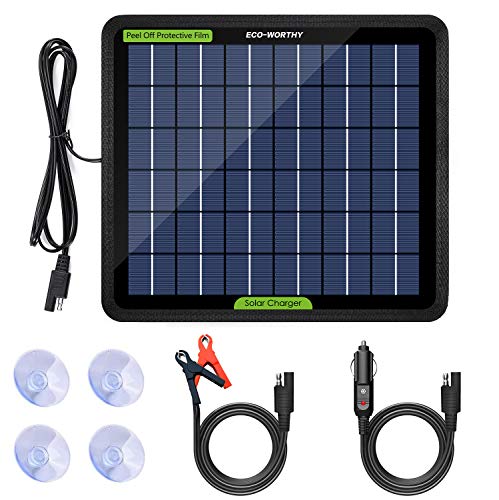 ECO-WORTHY cargador de batería portátil de 12 voltios y 5 vatios con panel solar para coche