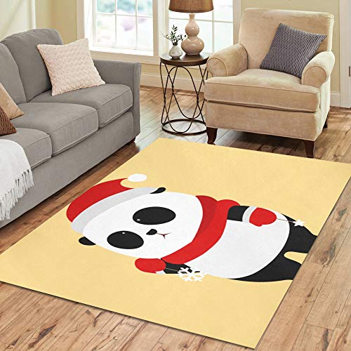 Enhusk Gigante Lindo Panda Wear Hat Large Custom Antideslizante Moderno Área Piso Alfombrilla Pad Alfombra Oriental Comercial sótano Dormitorio Sala de Estar Decoración el hogar 5'x7 'de Interior