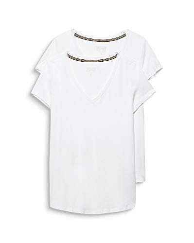 Esprit 999ee1n800 Camiseta, Blanco (White 100), Large (Pack de 2) para Mujer