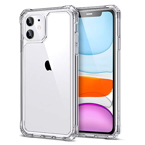 ESR Funda Transparente Air Armor, para iPhone 11, Absorción de Golpes, Protección Reforzada contra Caídas, PC Rígido + Marco TPU Flexible, Compatible con iPhone 11 6,1” (2019). Transparente.