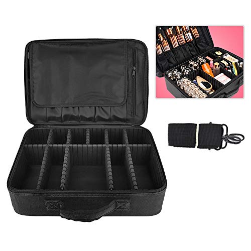 Estuche de Maquillaje 3 capas Profesional Puerto de Trucos de Maquillaj Bolsa de Maquillaje Organizador para Cosméticos Joyería/Labial/Cepillo de Sombra(Negro)