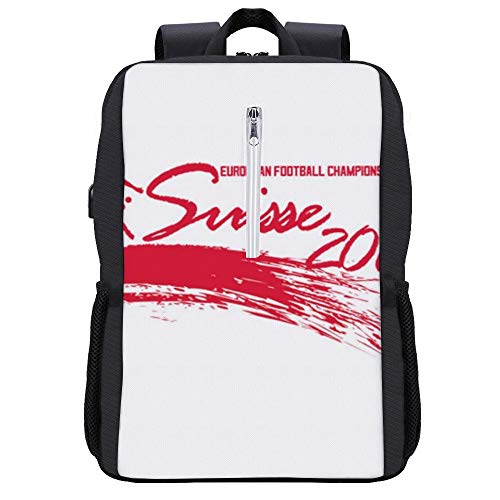 Euro 2016 Suisse Blast - Mochila para portátil con puerto de carga USB, color blanco