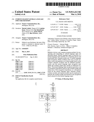 Evidence-based natural language input recognition: United States Patent 9911412 (English Edition)