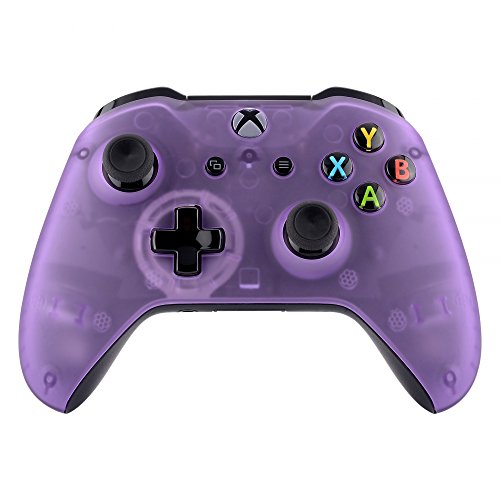 eXtremeRate Funda Delantera Carcasa Protectora de la Placa Frontal Cubierta Esmerilada Antideslizante para el Mando del Xbox One S y Xbox One X (Model 1708) Violeta Transparente