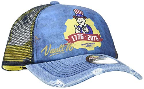 Fallout Vault 76 Vintage Trucker Cap Gorra de béisbol, Azul (Blue Blue), Talla única Unisex Adulto