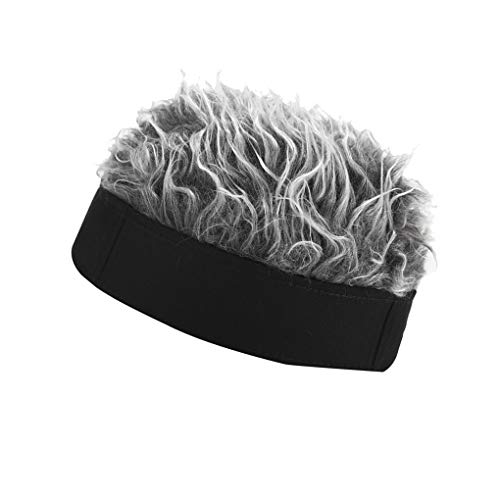 Falso Unisex del Pelo del Sombrero Hombres Mujeres Corto Peluca Peluca Corta Beanie Cap elástico Beanie celebración de días Festivos Regalo del Sombrero de Custome, Negro, Gris Plata