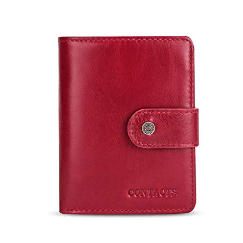 FANDARE Moda Billetera Hombre Mujer Cuero Cartera con RFID Monedero para Estilo Plegable Monedero con 12* Crédito Tarjetas Ranuras,1 * Coin Bolsillo, para Viajar, Fiesta, Boda,Negocio Rojo