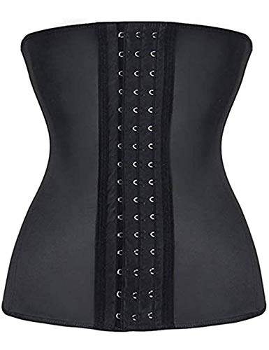 FeelinGirl 9 Aceros Deshuesados Látex Corsé de Entrenamiento Transpirable para Mujer Faja Lumbar Negro Cintura 62-67cm(S/Talla 34-36)