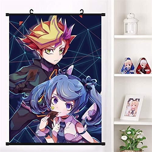 Fengdp Anime Yu-Gi-Oh! Duel Monsters Mutou Yuugi ATEM Dark Magician Girl Cosplay Cartel de Desplazamiento de Pared Cartel Colgante de Pared decoración del hogar tamaño: 60x90cm