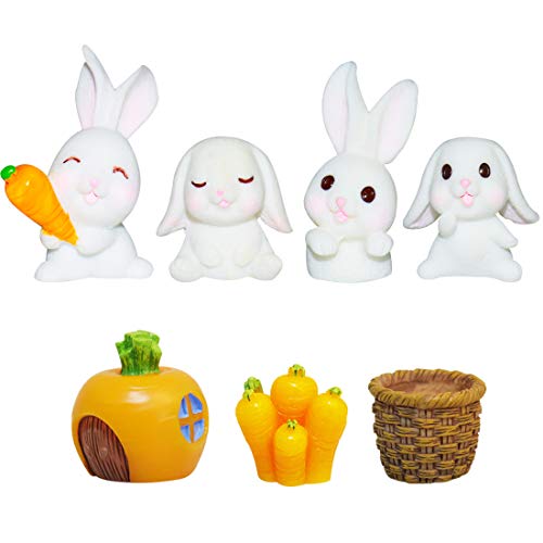 Figuritas Decorativas Lindo Miniatura YUESEN 7PCS Decoración de fiesta de Pascua Mini Animales Model Resin Baby Shower Fiesta de cumpleaños Pastel Decoración Suministros