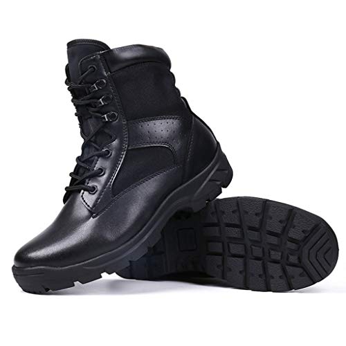 FREEDOL Botas Tácticas Impermeables Y Transpirables para Hombres, Zapatos De Senderismo Anticolisión Antideslizantes con Hebilla De Metal, Utilizados para El Senderismo Y El Entrenamiento,Negro,44