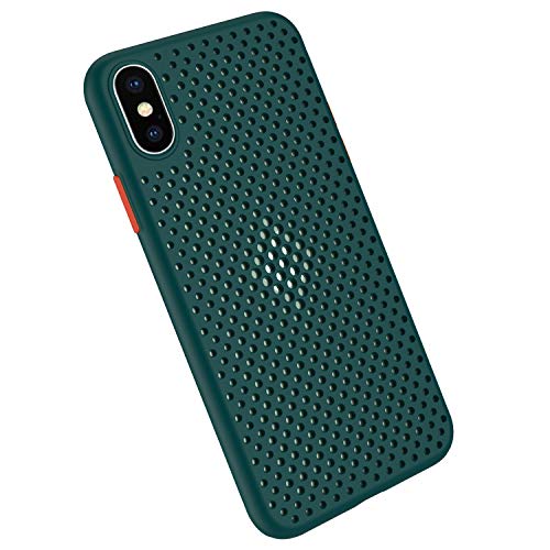 Funda Compatible con Silicone Case para iPhone X, Carcasa de Silicona Suave Antichoque Bumper Anti-Sobrecalentamiento Case para iPhone XS, Verde oscuro