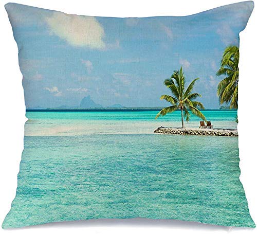 Funda de almohada Viajes Recreación Árboles de lujo Paisaje marino Turismo Naturaleza Concepto Playa tropical Parques Escénico al aire libre Lanzamiento de ropa Cómoda funda de cojín para silla de coc